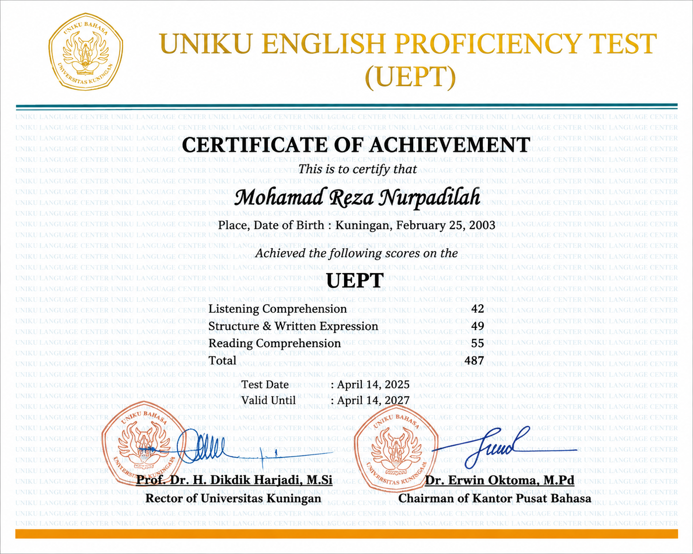 UNIKU ENGLISH PROFICIENCY TEST